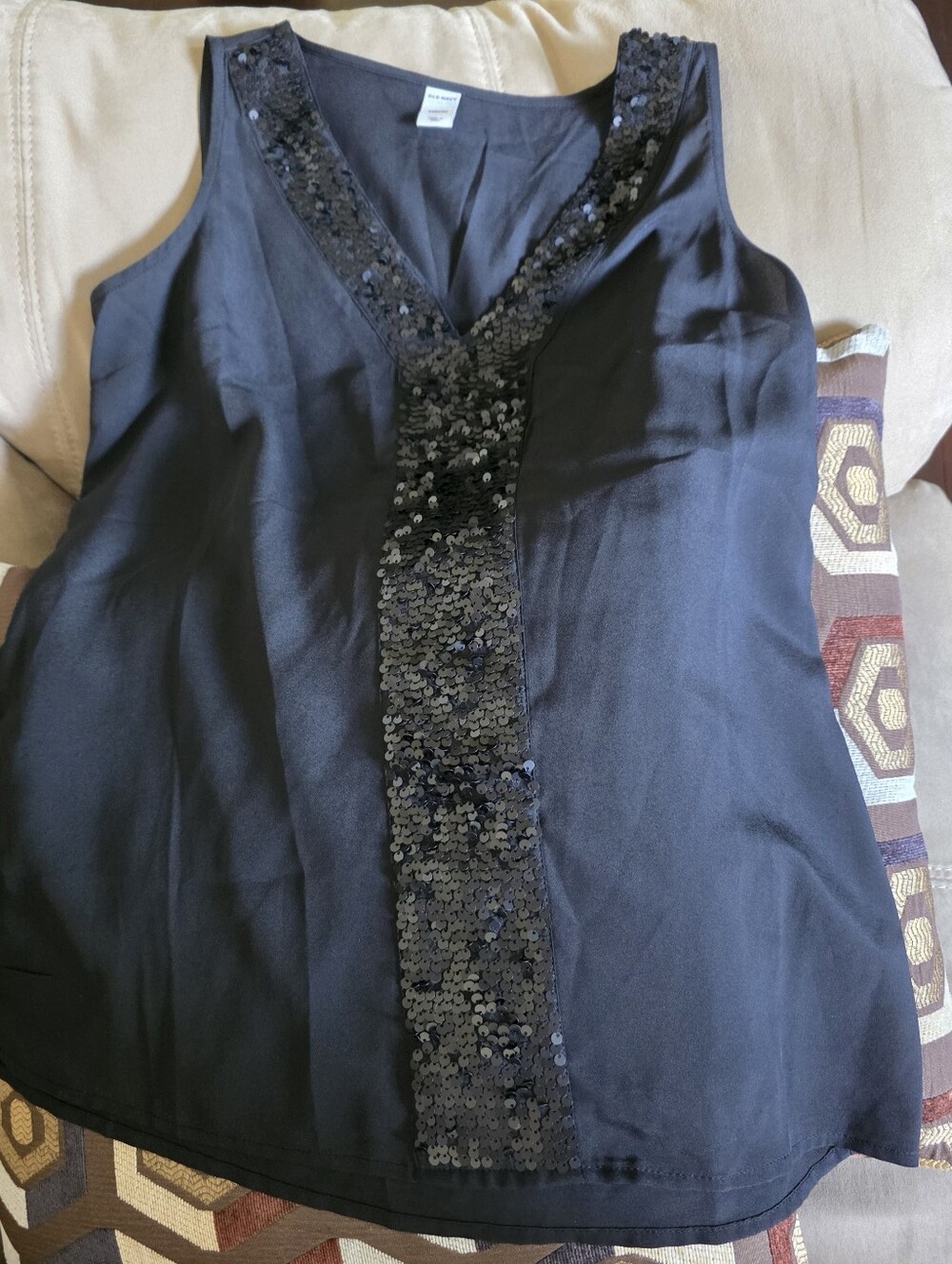 Black Sleeveless Sequin Top Sz M Old Navy